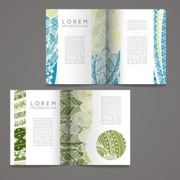 Set of vector design templates. Brochures in random colorful style. Zentangle Illustrazione stock