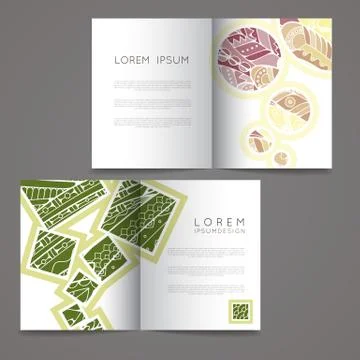 Set of vector design templates. Brochures in random colorful style. Zentangle Illustrazione stock