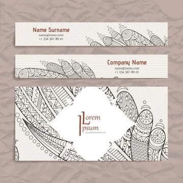 Set of vector design templates. Brochures in random colorful style. Zentangle Illustrazione stock