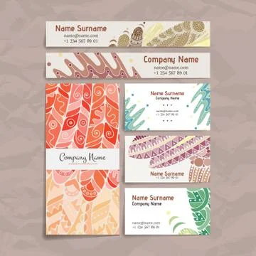 Set of vector design templates. Brochures in random colorful style. Zentangle Illustrazione stock