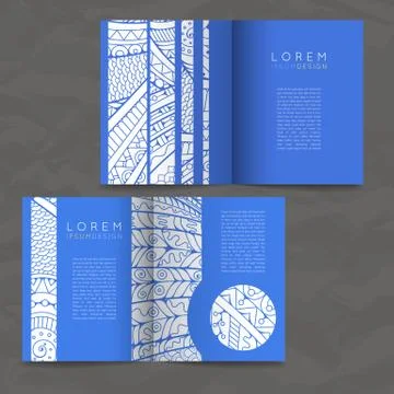 Set of vector design templates. Brochures in random colorful style. Zentangle Illustrazione stock