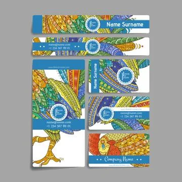 Set of vector design templates. Brochures in random colorful style. Zentangle Stock Illustration