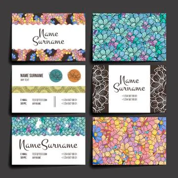 Set of vector design templates. Brochures in random flower style. Business card Illustrazione stock