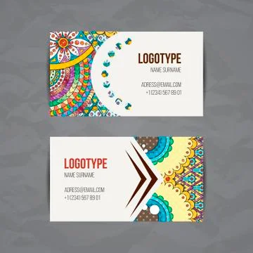 Set of vector design templates. Brochures in random colorful style. Zentangle 스톡 일러스트