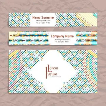 Set of vector design templates. Brochures in random colorful style. Zentangle Stock Illustration