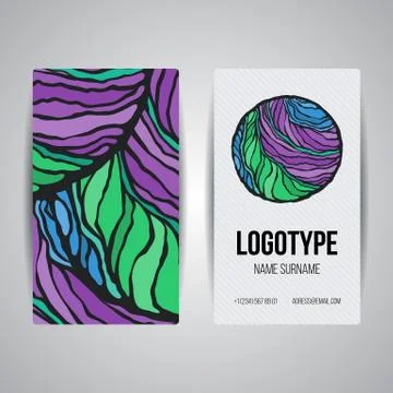 Set of vector design templates. Business card with adstract circle ornament Stock Illustration