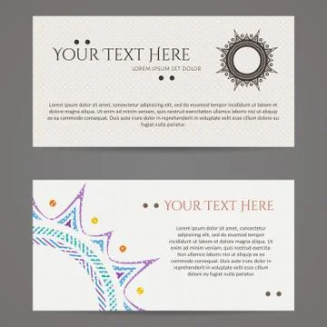 Set of vector design templates. Business card with floral circle ornament Stock Illustration