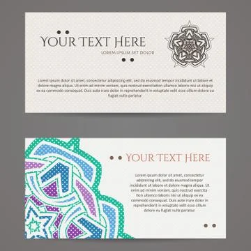Set of vector design templates. Business card with floral circle ornament Stock Illustration