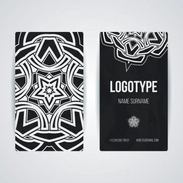 Set of vector design templates. Business card with floral circle ornament Illustrazione stock