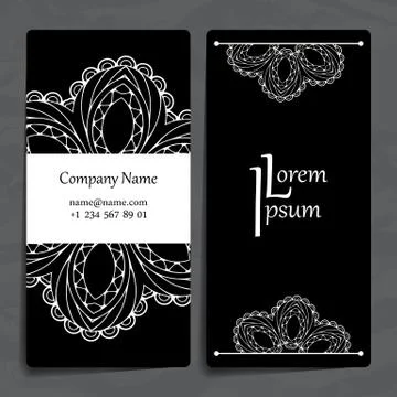 Set of vector design templates. Business card with floral circle ornament Stock Illustration