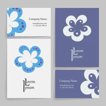 Set of vector design templates. Business card with floral symbol. Mandala style Stock Illustration