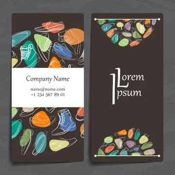 Set of vector design templates. Business card with shoes ornament Stock Illustration