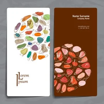 Set of vector design templates. Business card with shoes ornament Stock Illustration