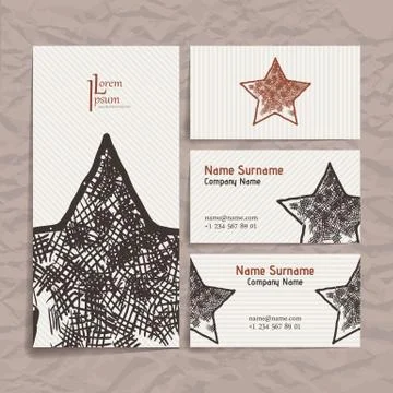 Set of vector design templates. Business card with star element. Hipster styl 库存插图