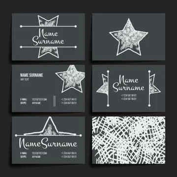 Set of vector design templates. Business card with star element. Hipster styl Stockillustratie