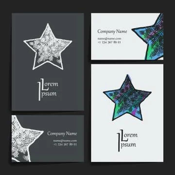 Set of vector design templates. Business card with star element. Hipster styl 库存插图