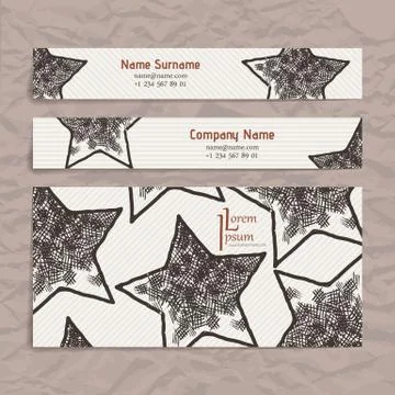 Set of vector design templates. Business card with star element. Hipster styl Stock Illustration