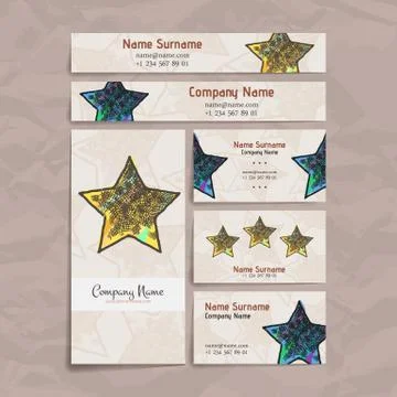 Set of vector design templates. Business card with star element. Hipster styl 库存插图