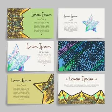 Set of vector design templates. Business card with star element. Hipster styl Stockillustratie