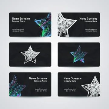 Set of vector design templates. Business card with star element. Hipster styl Stock Illustration