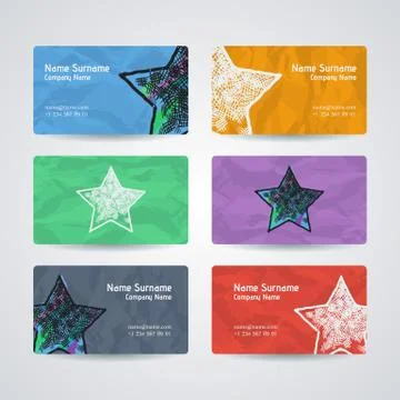 Set of vector design templates. Business card with star element. Hipster styl 库存插图