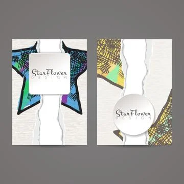 Set of vector design templates. Business card with star element. Hipster styl 库存插图