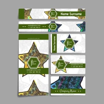 Set of vector design templates. Business card with star element. Hipster styl 库存插图