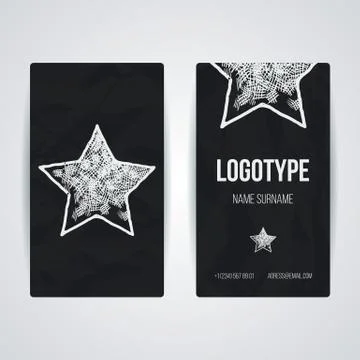 Set of vector design templates. Business card with star element. Hipster styl 库存插图