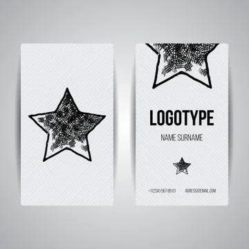 Set of vector design templates. Business card with star element. Hipster styl 库存插图