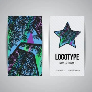 Set of vector design templates. Business card with star element. Hipster styl 库存插图