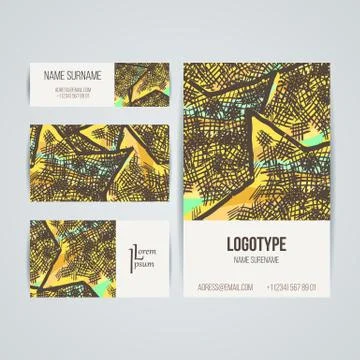 Set of vector design templates. Business card with star element. Hipster styl 库存插图
