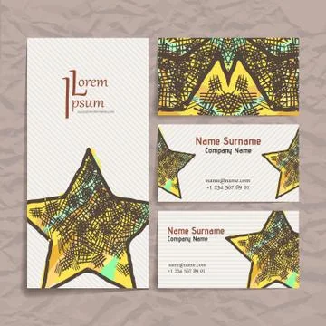 Set of vector design templates. Business card with star element. Hipster styl Stock Illustration
