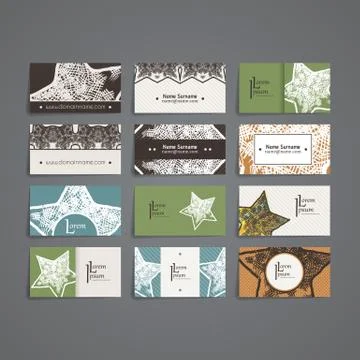 Set of vector design templates. Business card with star element. Hipster styl 库存插图