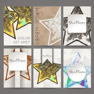 Set of vector design templates. Business card with star element. Hipster styl 库存插图