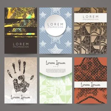 Set of vector design templates. Business card with star element. Hipster styl 库存插图