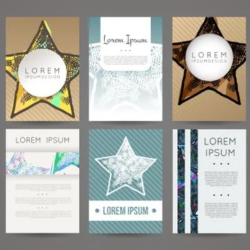 Set of vector design templates. Business card with star element. Hipster styl 库存插图
