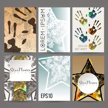 Set of vector design templates. Business card with star element. Hipster styl 库存插图