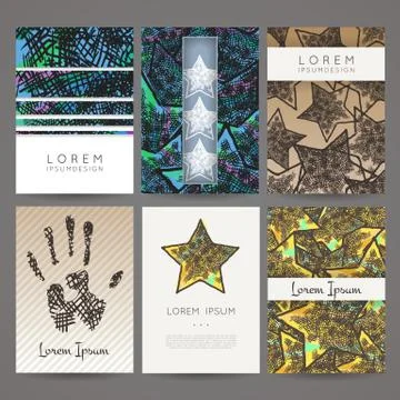Set of vector design templates. Business card with star element. Hipster styl Stockillustratie