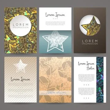 Set of vector design templates. Business card with star element. Hipster styl 库存插图