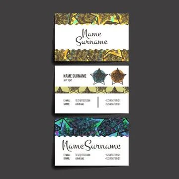 Set of vector design templates. Business card with star element. Hipster styl Stockillustratie