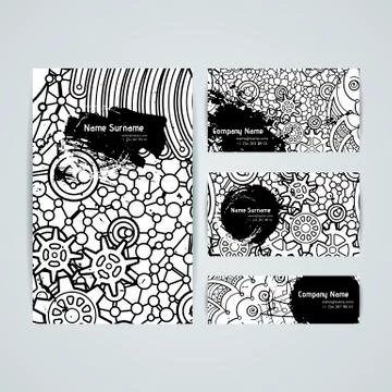 Set of vector design templates. Frames and backgrounds. Zentangle designs. Illustrazione stock
