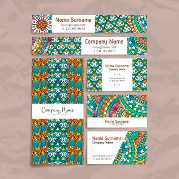 Set of vector design templates. Frames and backgrounds. Zentangle designs Illustrazione stock