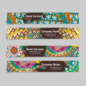 Set of vector design templates. Frames and backgrounds. Zentangle designs Stock Illustration