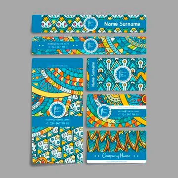 Set of vector design templates. Frames and backgrounds. Zentangle designs Stock Illustration
