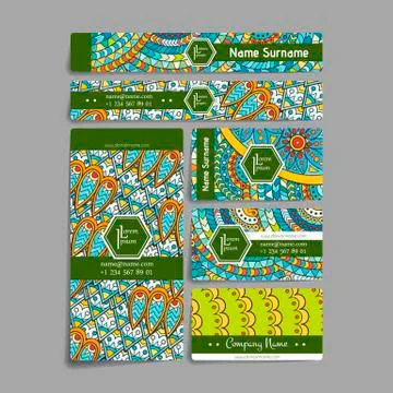 Set of vector design templates. Frames and backgrounds. Zentangle designs Illustrazione stock