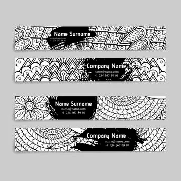 Set of vector design templates. Frames and backgrounds. Zentangle designs Illustrazione stock