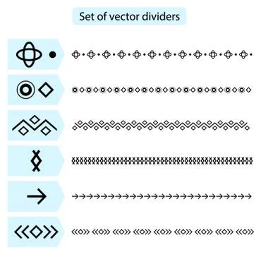 Set vector Dividers isolated on white background. Stock Illustration