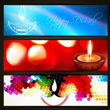 Set of vector diwali headers Stock Illustration