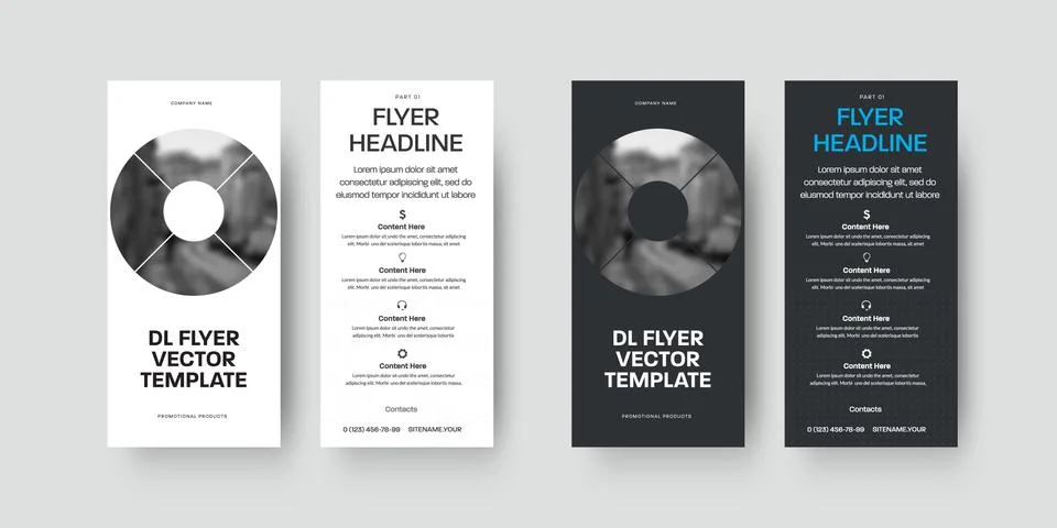 Set of vector dl flyers template with design and circles Stock Illustration