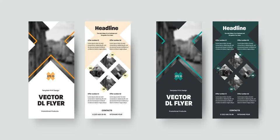 Set of vector dl flyers template with design and crosses Stock Illustration